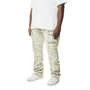 Smoke Rise Big and Tall Big and Tall - Utility Multi Colored Cargo Stacked Denim Jeans - Seafoam