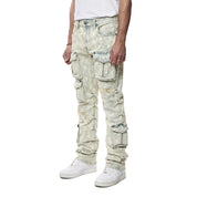 Smoke Rise Utility Multi Colored Cargo Straight Denim Jeans - Seafoam