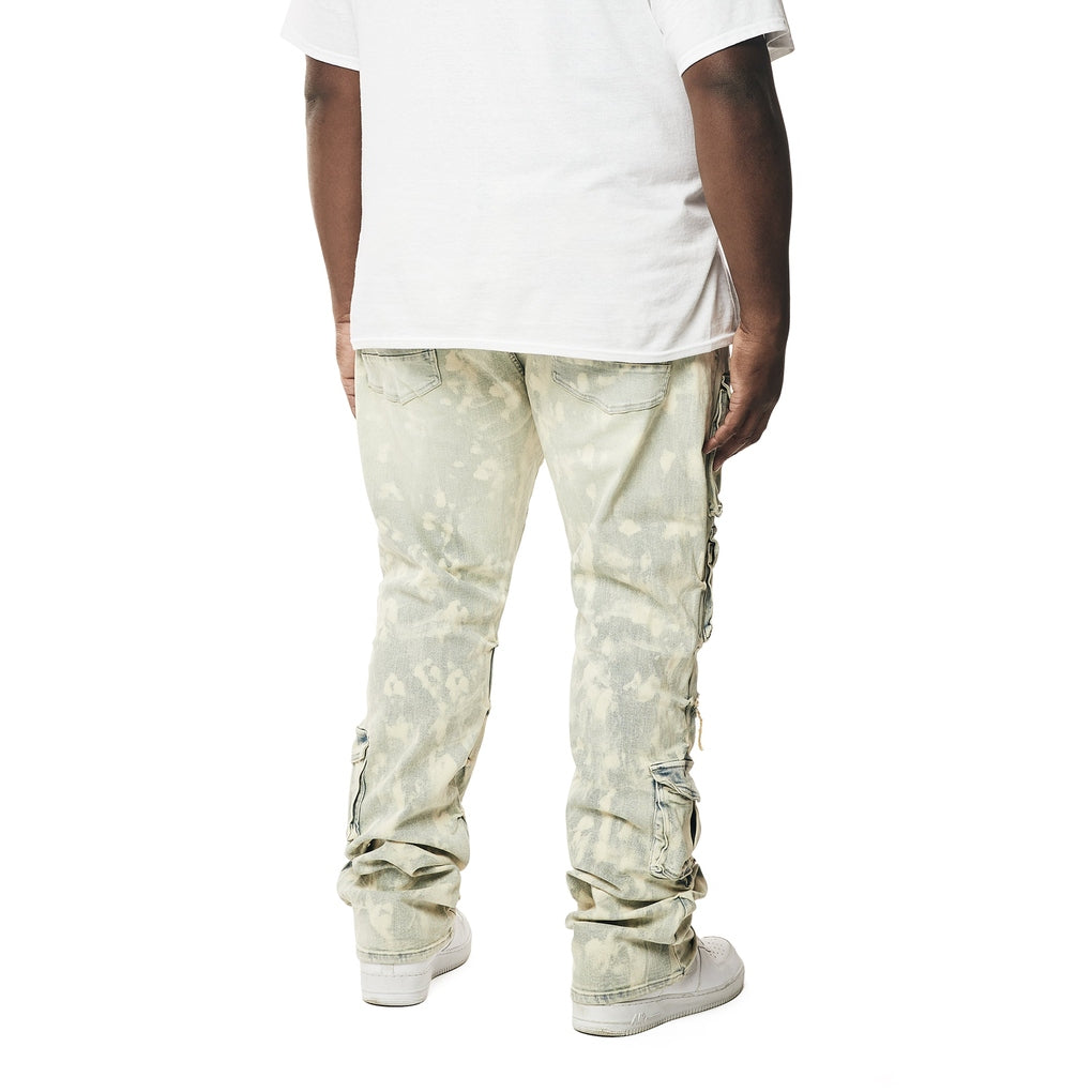 Smoke Rise Big and Tall Big and Tall - Utility Multi Colored Cargo Stacked Denim Jeans - Seafoam