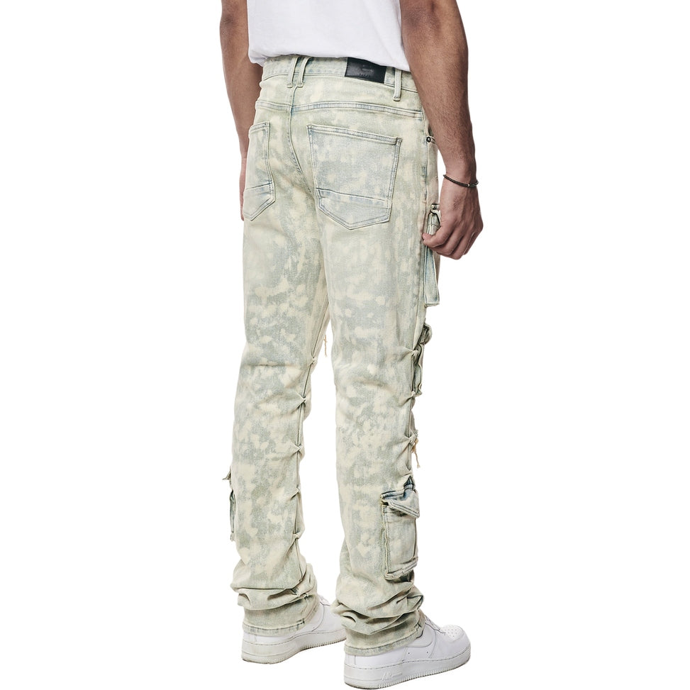 Smoke Rise Utility Multi Colored Cargo Straight Denim Jeans - Seafoam