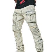 Smoke Rise Utility Multi Colored Cargo Straight Denim Jeans - Seafoam