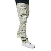 Smoke Rise Utility Multi Colored Cargo Straight Denim Jeans - Seafoam