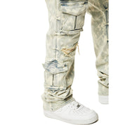 Smoke Rise Big and Tall Big and Tall - Utility Multi Colored Cargo Stacked Denim Jeans - Seafoam