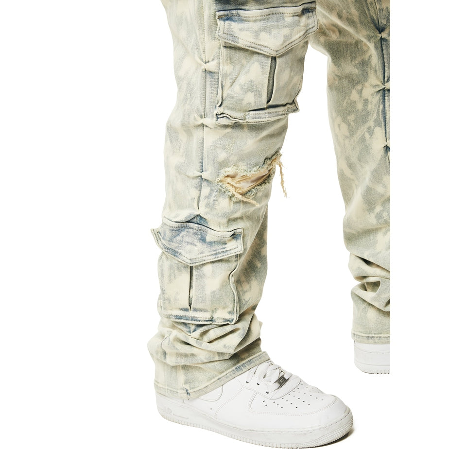 Smoke Rise Big and Tall Big and Tall - Utility Multi Colored Cargo Stacked Denim Jeans - Seafoam