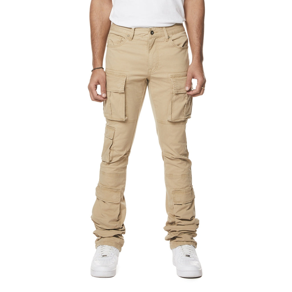 Smoke Rise Utility Multi Pocket Stacked Twill Pants - Khaki