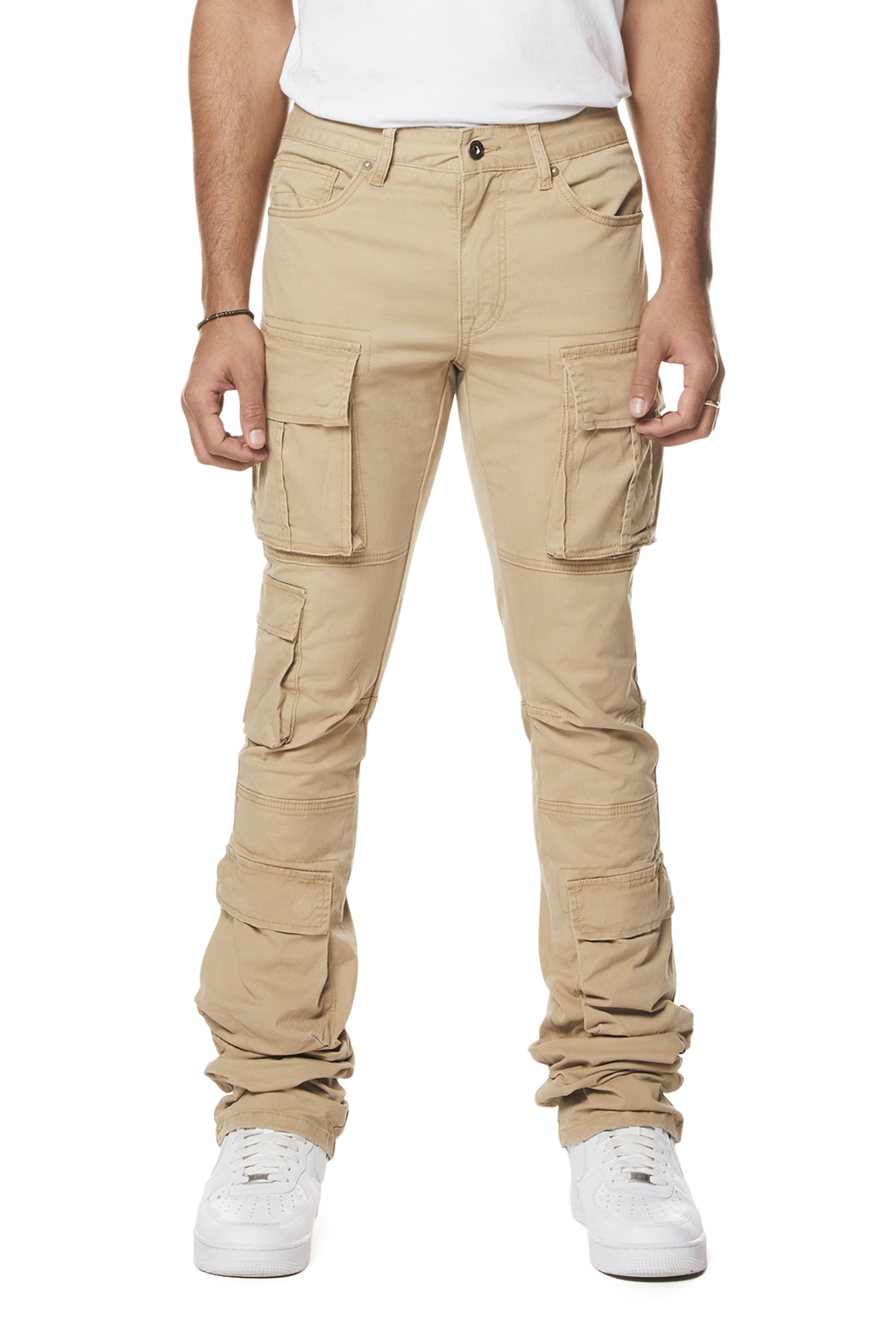 Utility Multi Pocket Stacked Twill Pants - Khaki