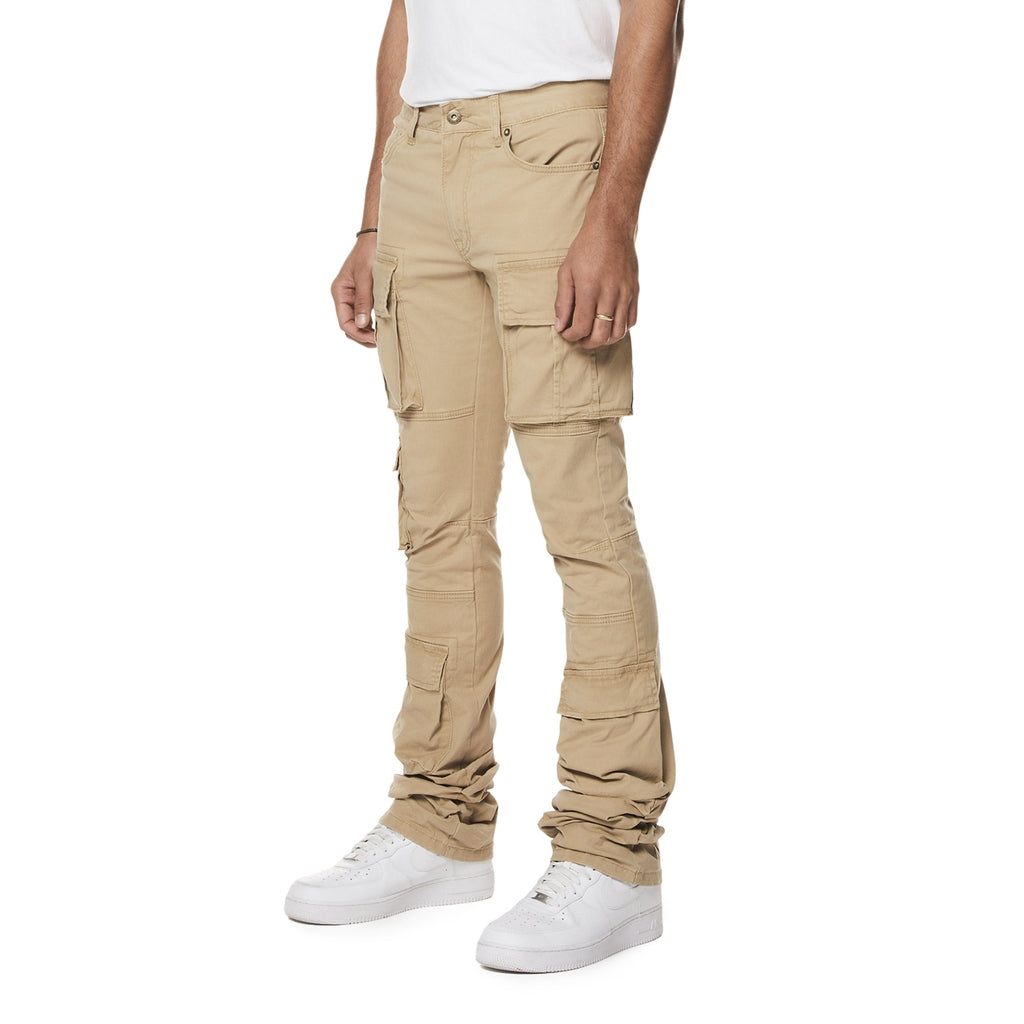 Smoke Rise Utility Multi Pocket Stacked Twill Pants - Khaki