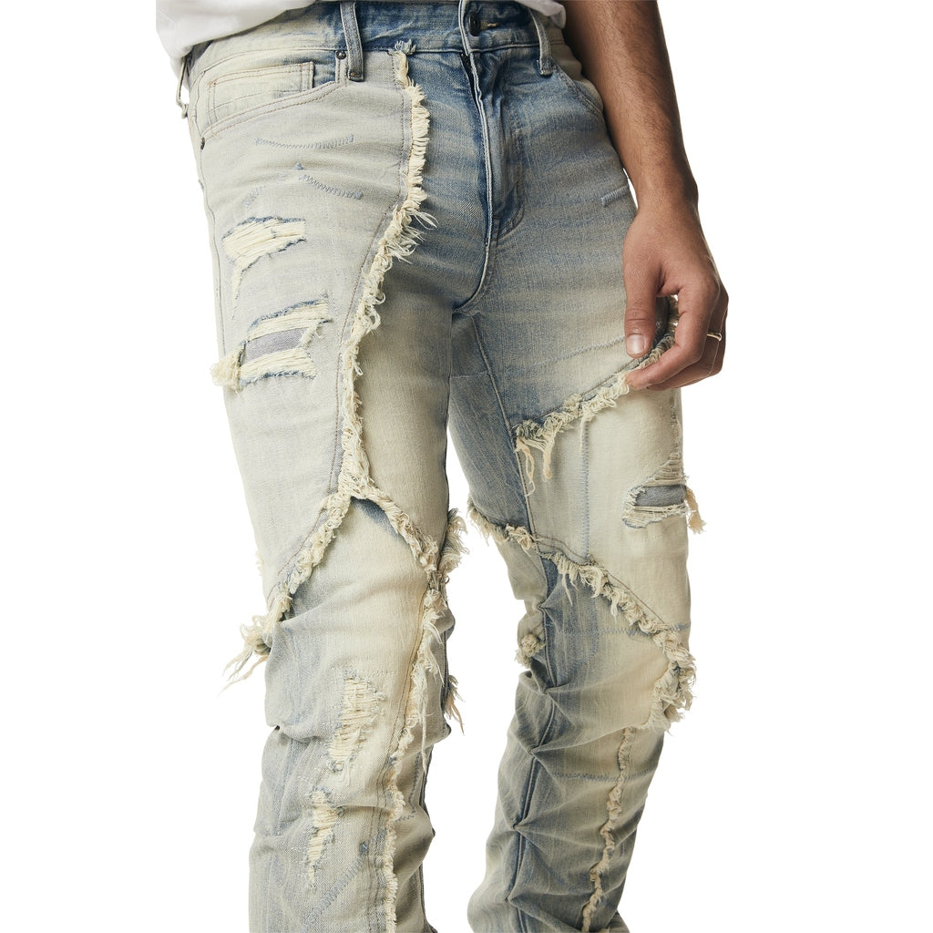 Smoke Rise Patchwork R&R Stacked Jeans - Seville Blue