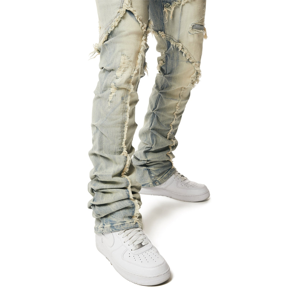 Smoke Rise Patchwork R&R Stacked Jeans - Seville Blue