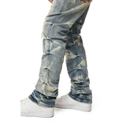 Smoke Rise Crinkle Effect Straight Jeans - Clyde Blue