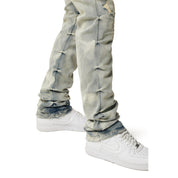 Smoke Rise Crinkle Effect Straight Jeans - Industrial Blue