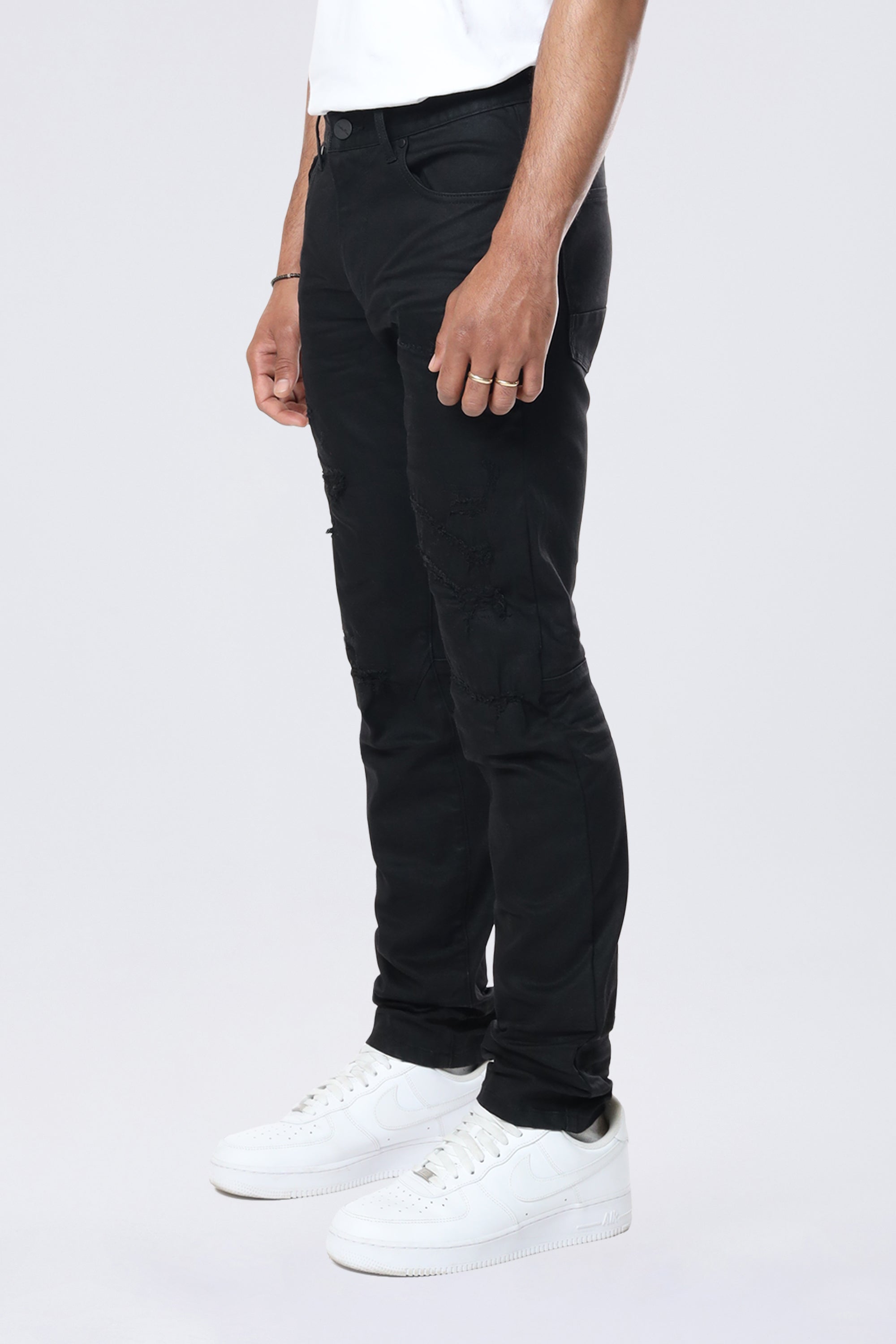 Slim Tapered Vintage Washed Jeans - Jet Black