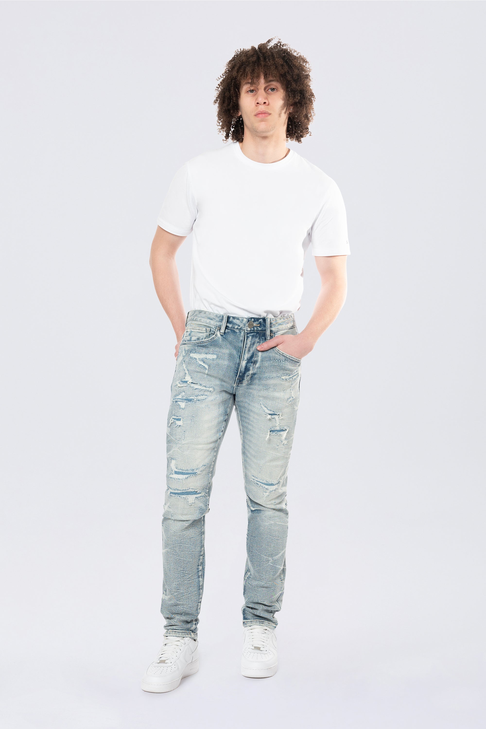 Slim Lightning Effect Jeans - Maxwell Blue