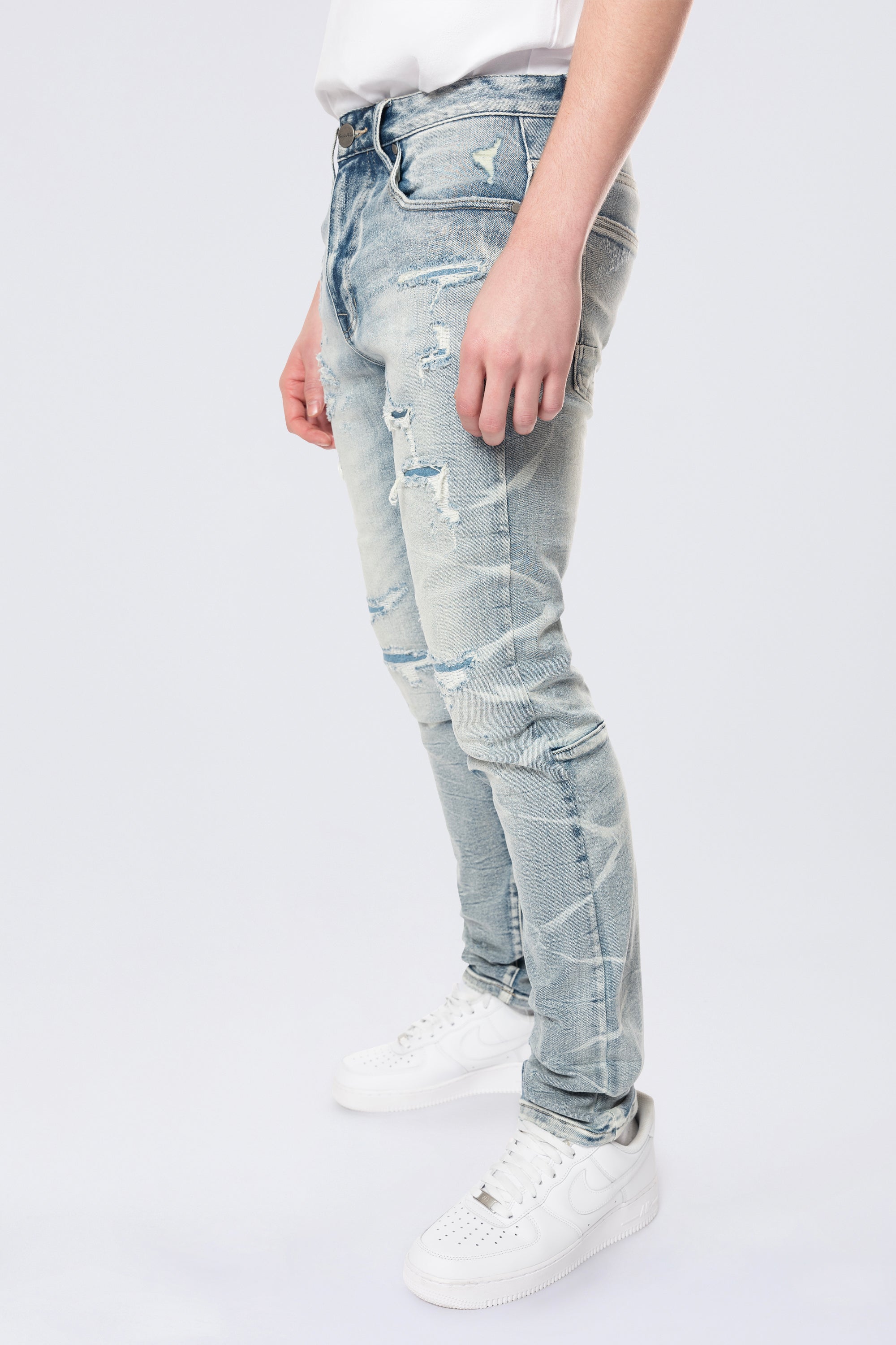 Slim Lightning Effect Jeans - Maxwell Blue