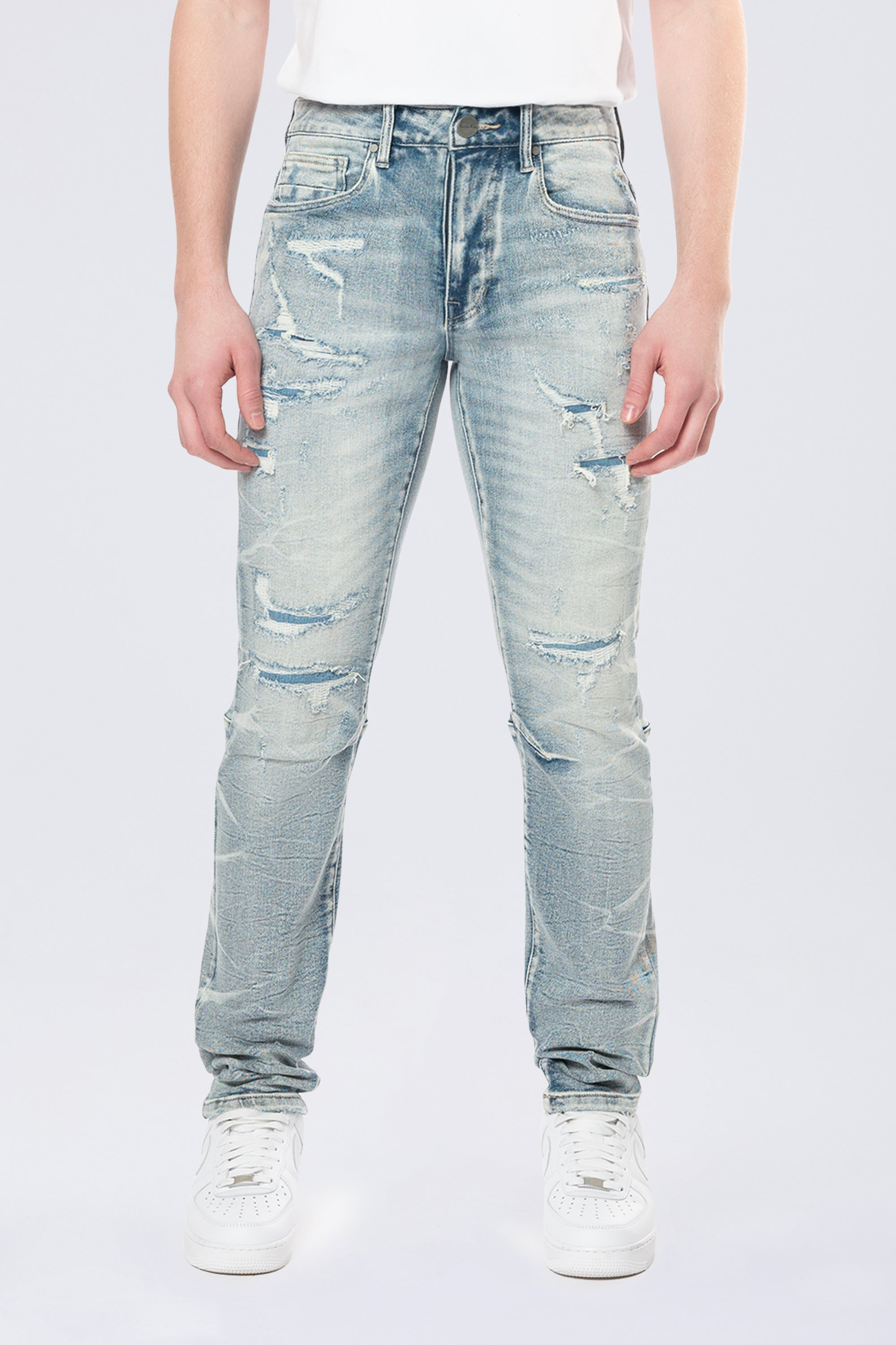 Slim Lightning Effect Jeans - Maxwell Blue