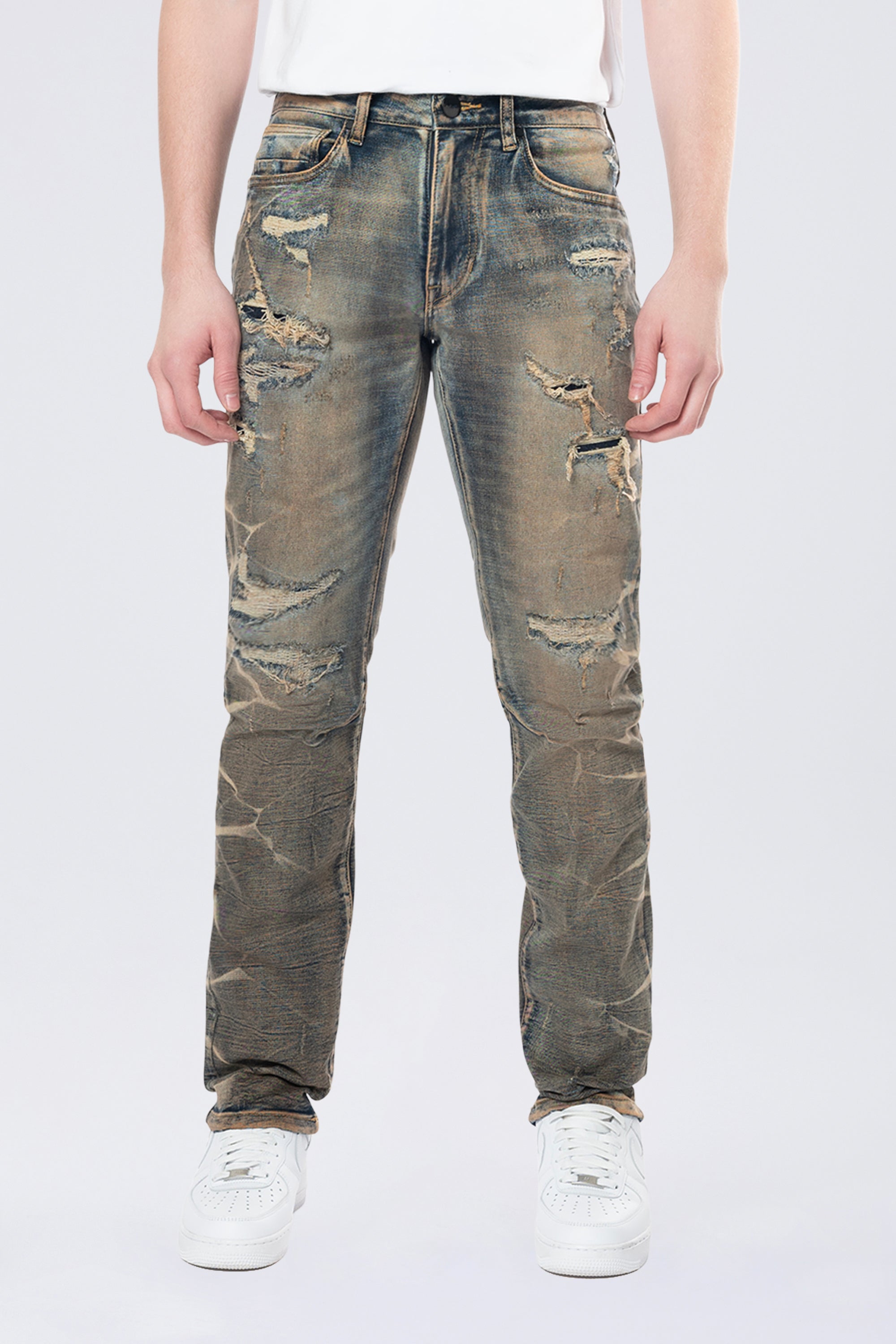 Slim Lightning Effect Jeans - Zinc Blue