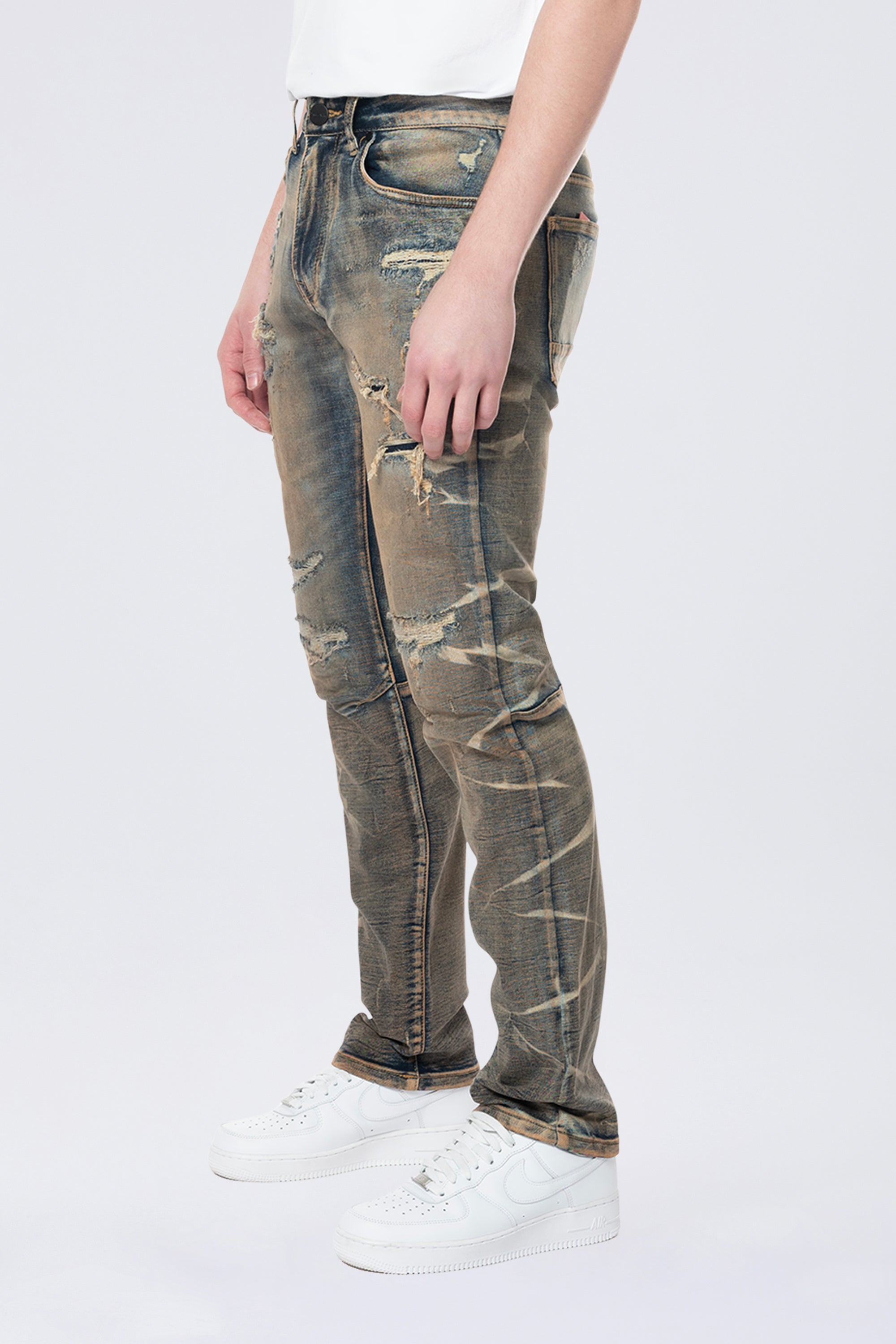 Slim Lightning Effect Jeans - Zinc Blue