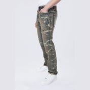 Smoke Rise Slim Lightning Effect Jeans - Zinc Blue