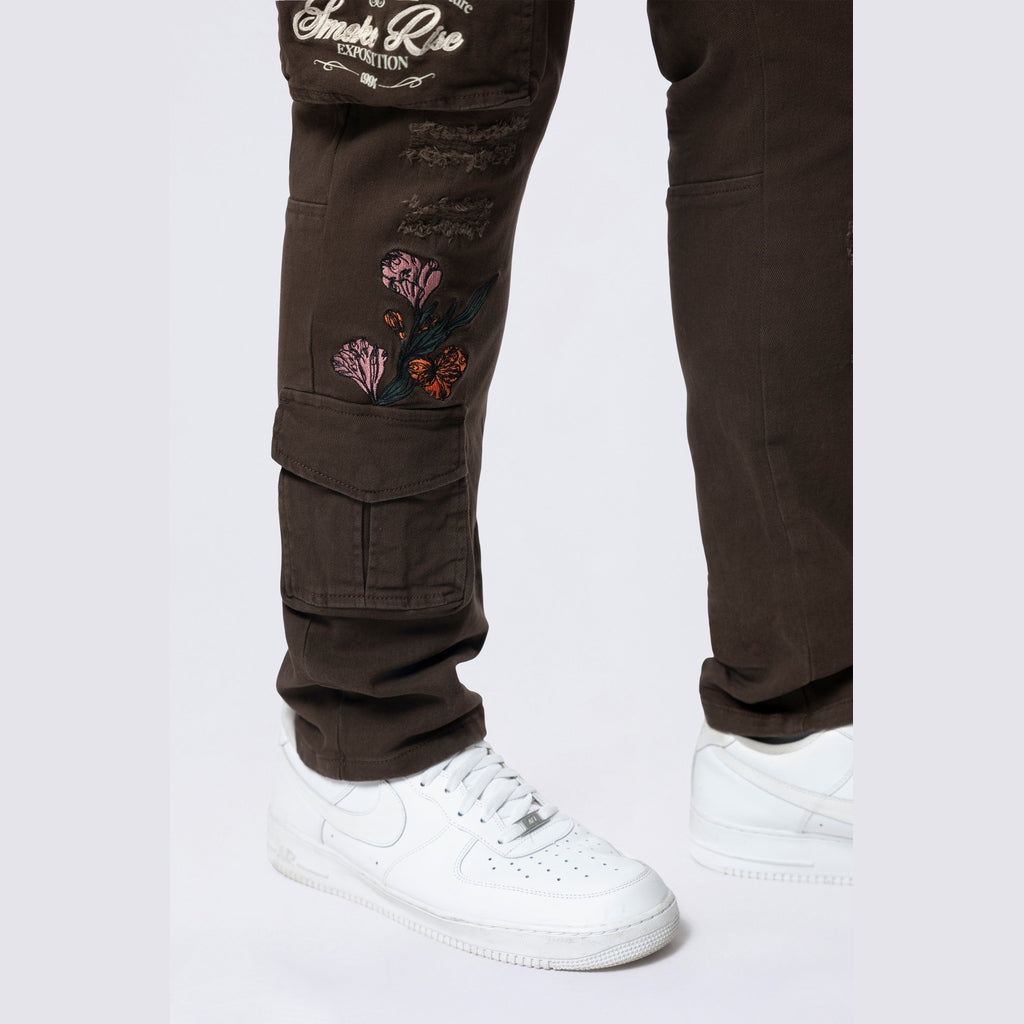 Smoke Rise Big and Tall Big and Tall - Embroidered Cargo Twill Pants - Bison