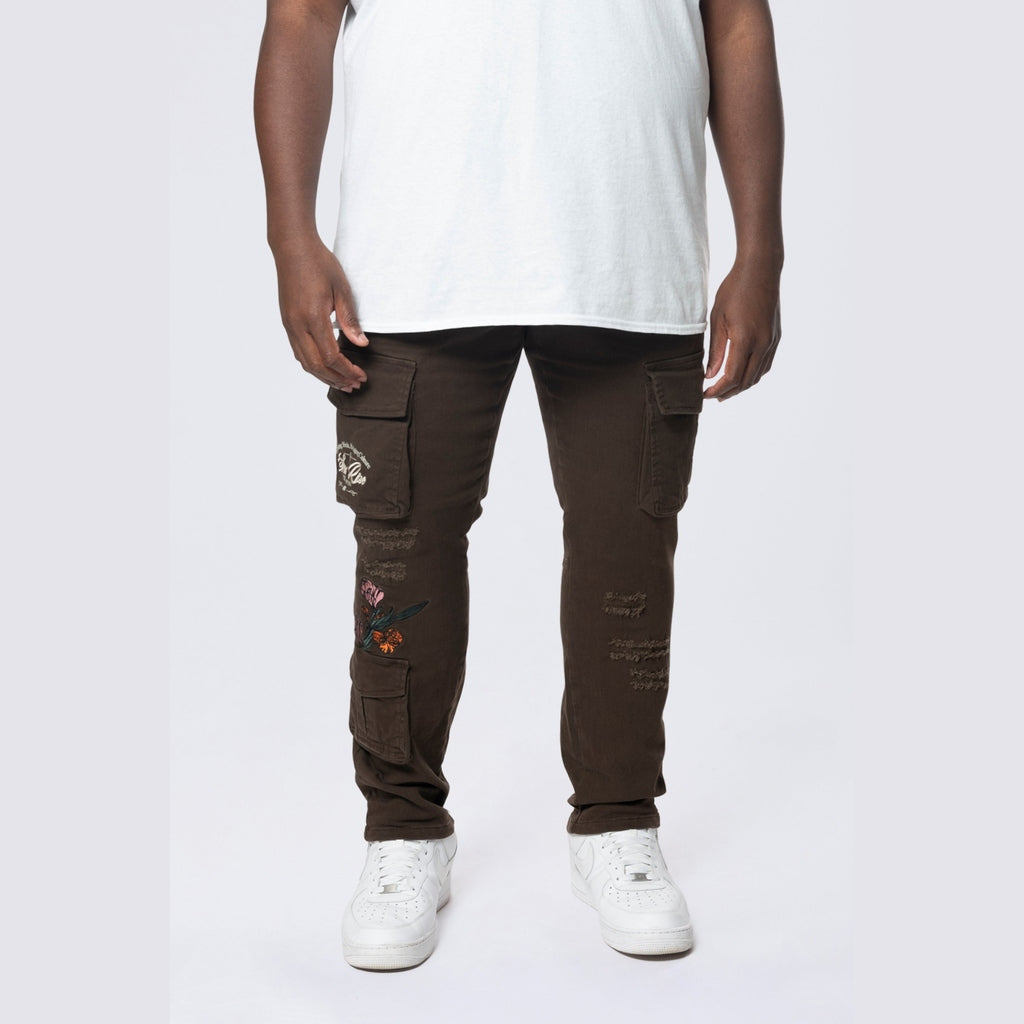 Smoke Rise Big and Tall Big and Tall - Embroidered Cargo Twill Pants - Bison