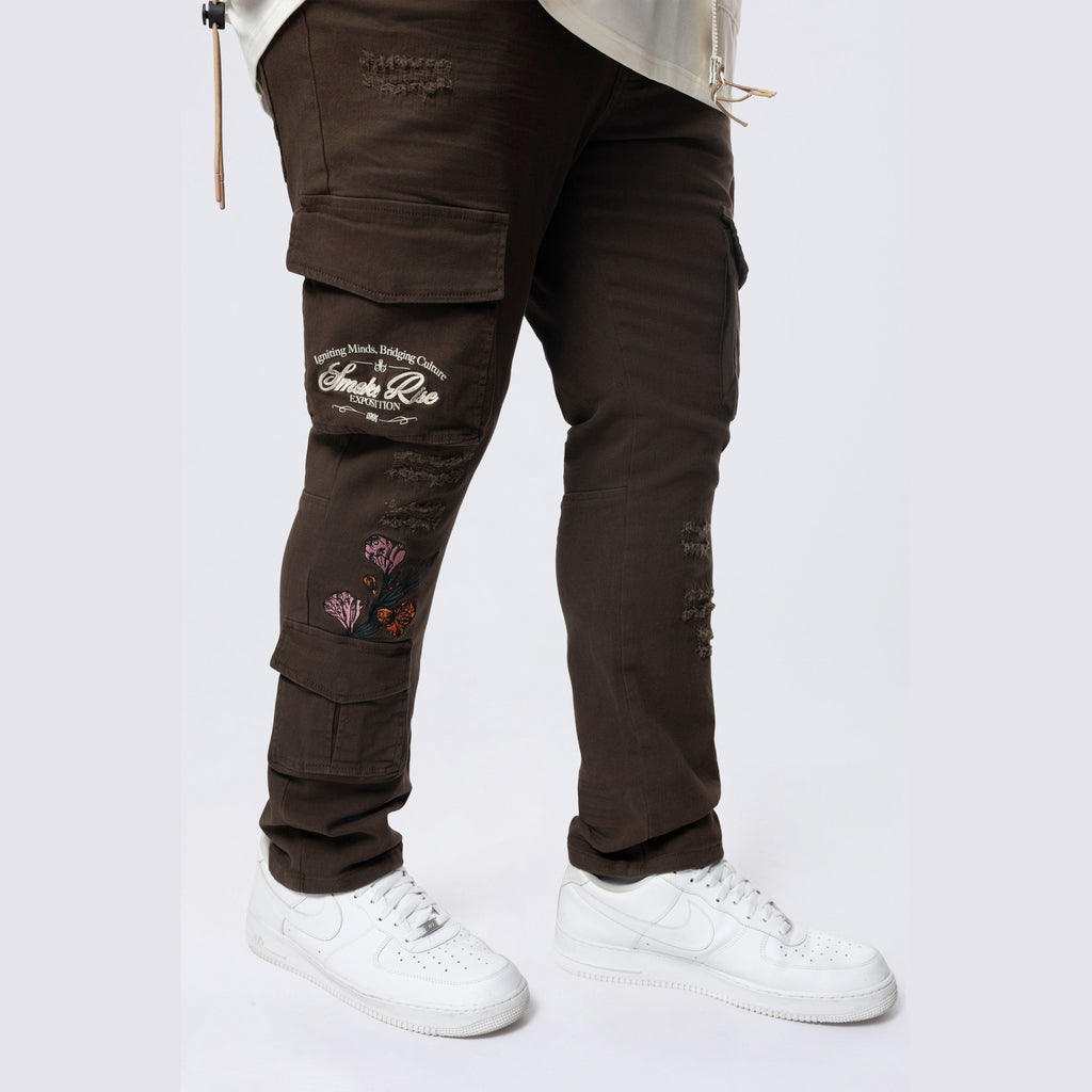 Smoke Rise Big and Tall Big and Tall - Embroidered Cargo Twill Pants - Bison