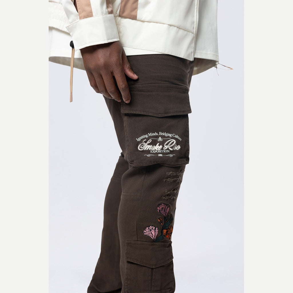 Smoke Rise Big and Tall Big and Tall - Embroidered Cargo Twill Pants - Bison