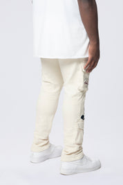 Big and Tall - Embroidered Cargo Twill Pants - Ecru