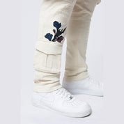 Smoke Rise Big and Tall Big and Tall - Embroidered Cargo Twill Pants - Ecru