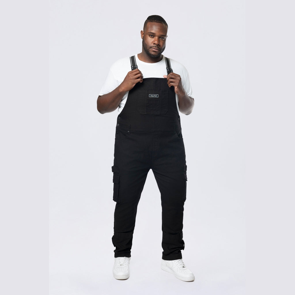 Smoke Rise Big and Tall Big and Tall - Cargo Strap Canvas Overalls - Black