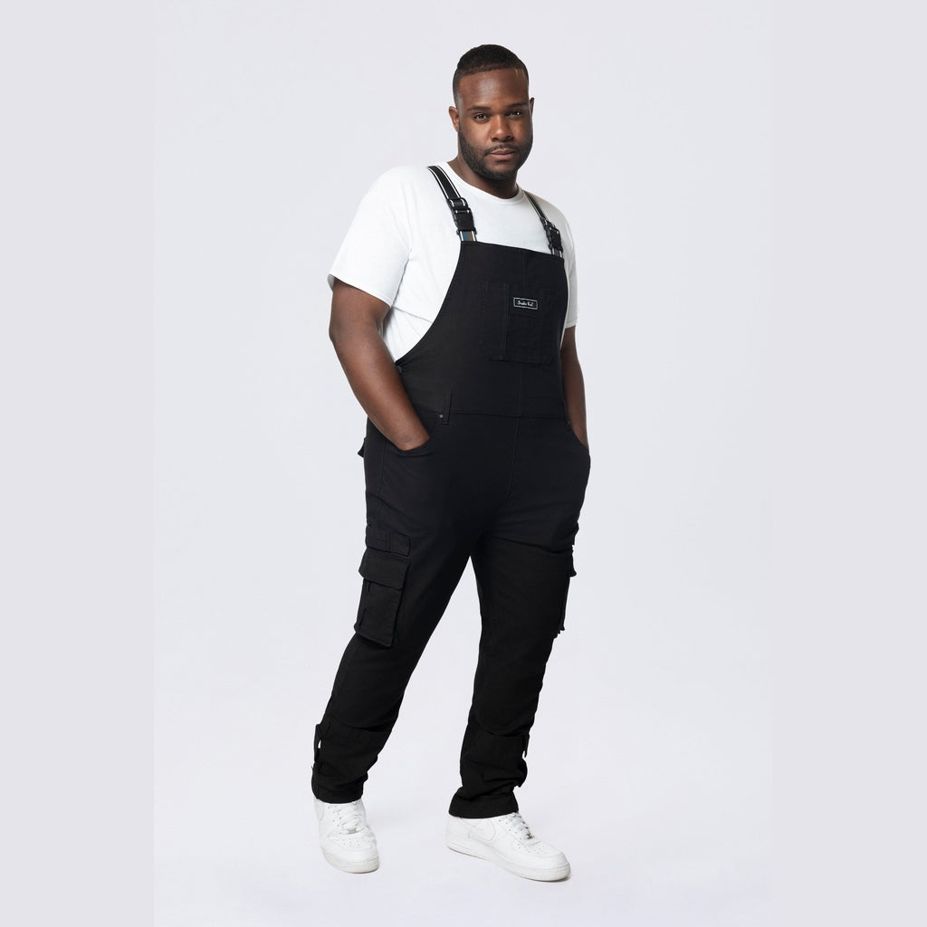 Smoke Rise Big and Tall Big and Tall - Cargo Strap Canvas Overalls - Black