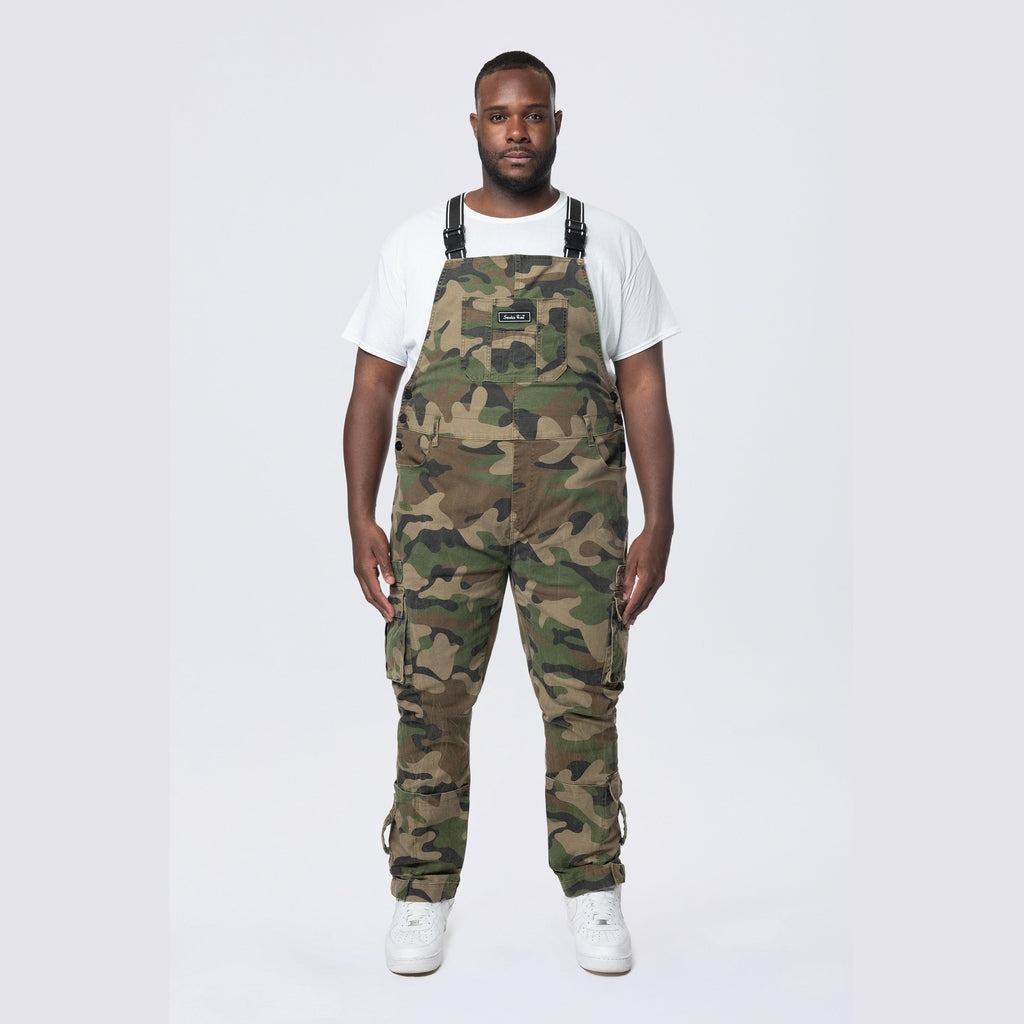 Smoke Rise Big and Tall Big and Tall - Cargo Strap Canvas Overalls - Wood Camo