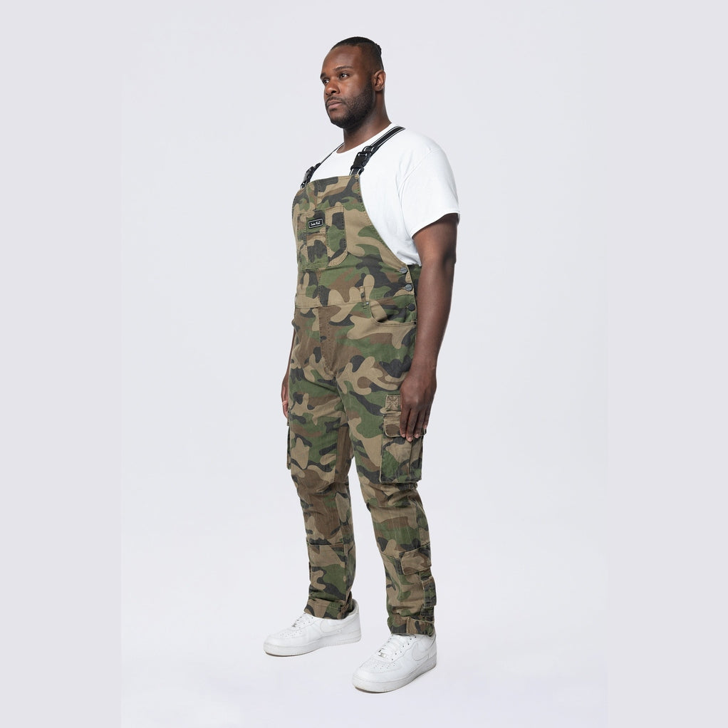 Smoke Rise Big and Tall Big and Tall - Cargo Strap Canvas Overalls - Wood Camo