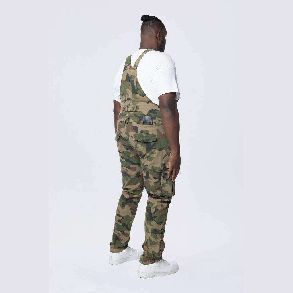 Smoke Rise Big and Tall Big and Tall - Cargo Strap Canvas Overalls - Wood Camo