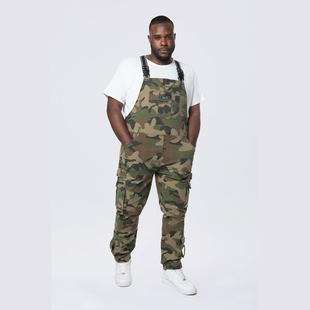 Smoke Rise Big and Tall Big and Tall - Cargo Strap Canvas Overalls - Wood Camo