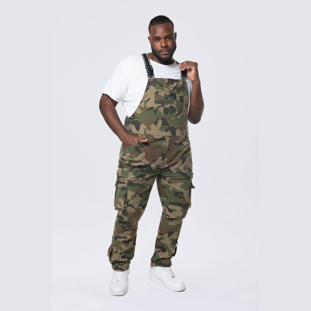 Smoke Rise Big and Tall Big and Tall - Cargo Strap Canvas Overalls - Wood Camo