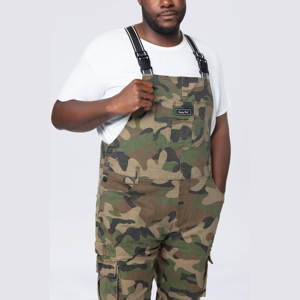 Smoke Rise Big and Tall Big and Tall - Cargo Strap Canvas Overalls - Wood Camo