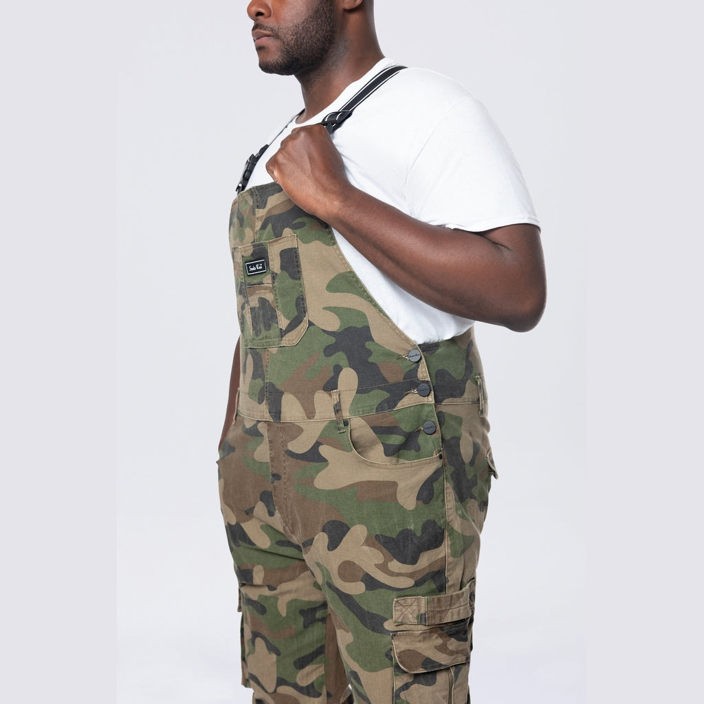 Smoke Rise Big and Tall Big and Tall - Cargo Strap Canvas Overalls - Wood Camo