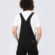 Smoke Rise Tapered Cargo Strap Canvas Overalls - Black