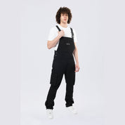 Smoke Rise Tapered Cargo Strap Canvas Overalls - Black