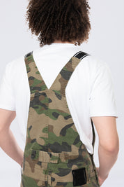 Tapered Cargo Strap Canvas Overalls - Wood Camo