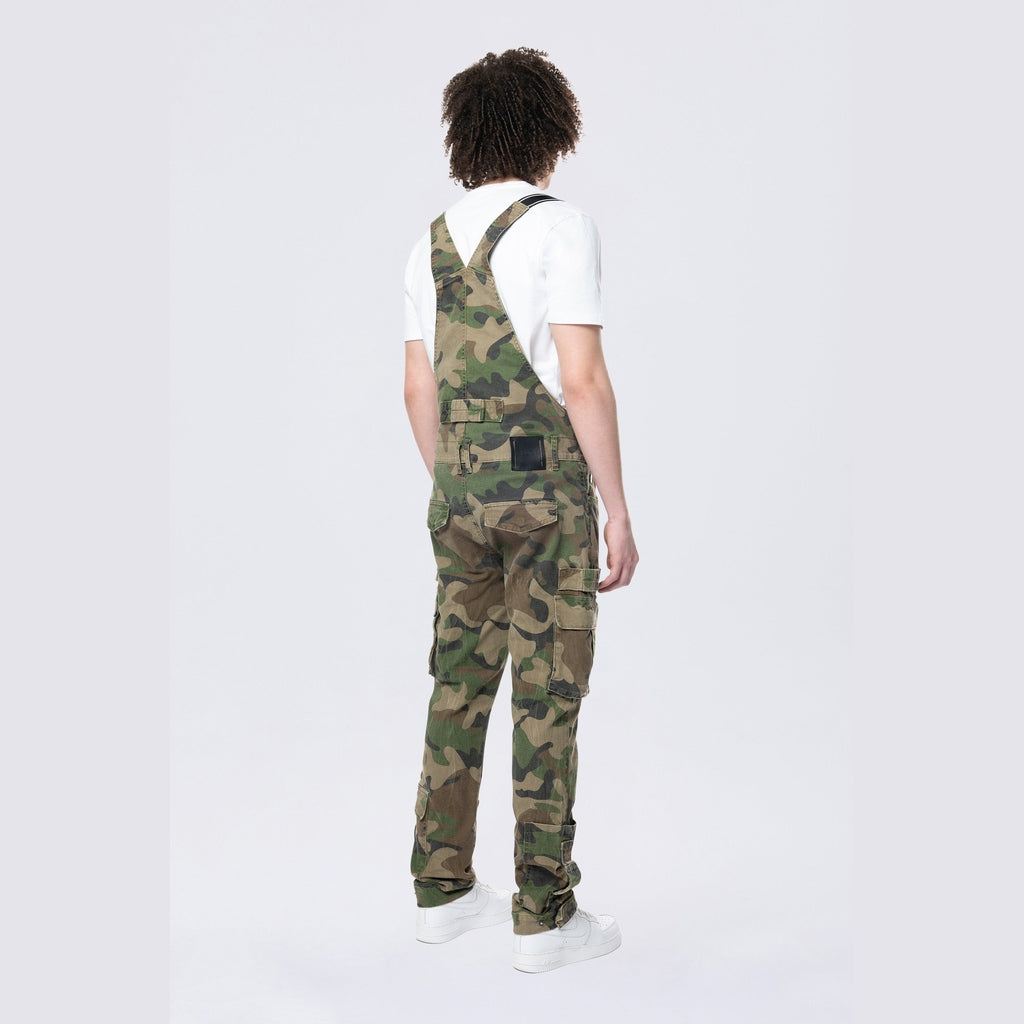 Smoke Rise Tapered Cargo Strap Canvas Overalls - Wood Camo