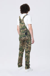 Tapered Cargo Strap Canvas Overalls - Wood Camo