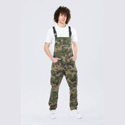 Smoke Rise Tapered Cargo Strap Canvas Overalls - Wood Camo