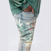 Smoke Rise Big and Tall Big and Tall - Stacked Flared Pinched Rhinestone Jean - Seville Blue