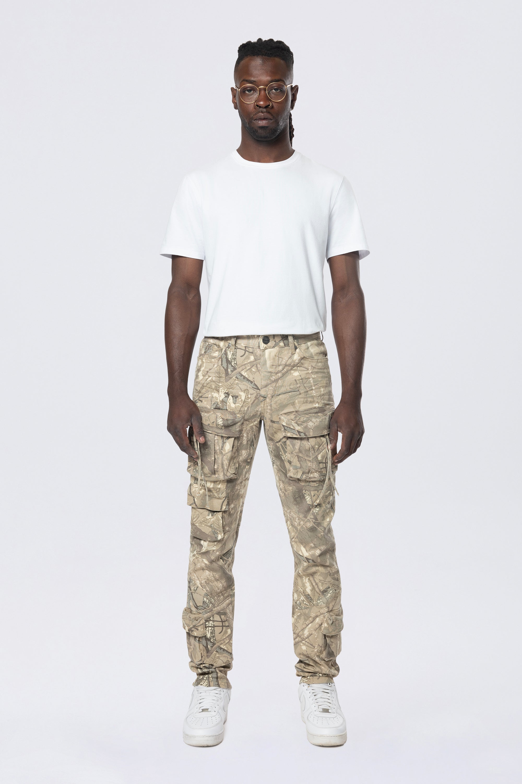 Slim Multi Cargo Pocket Pants - Khaki Hunting Camo