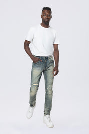 Slim Tapered Vintage Washed Jeans - Faro Blue