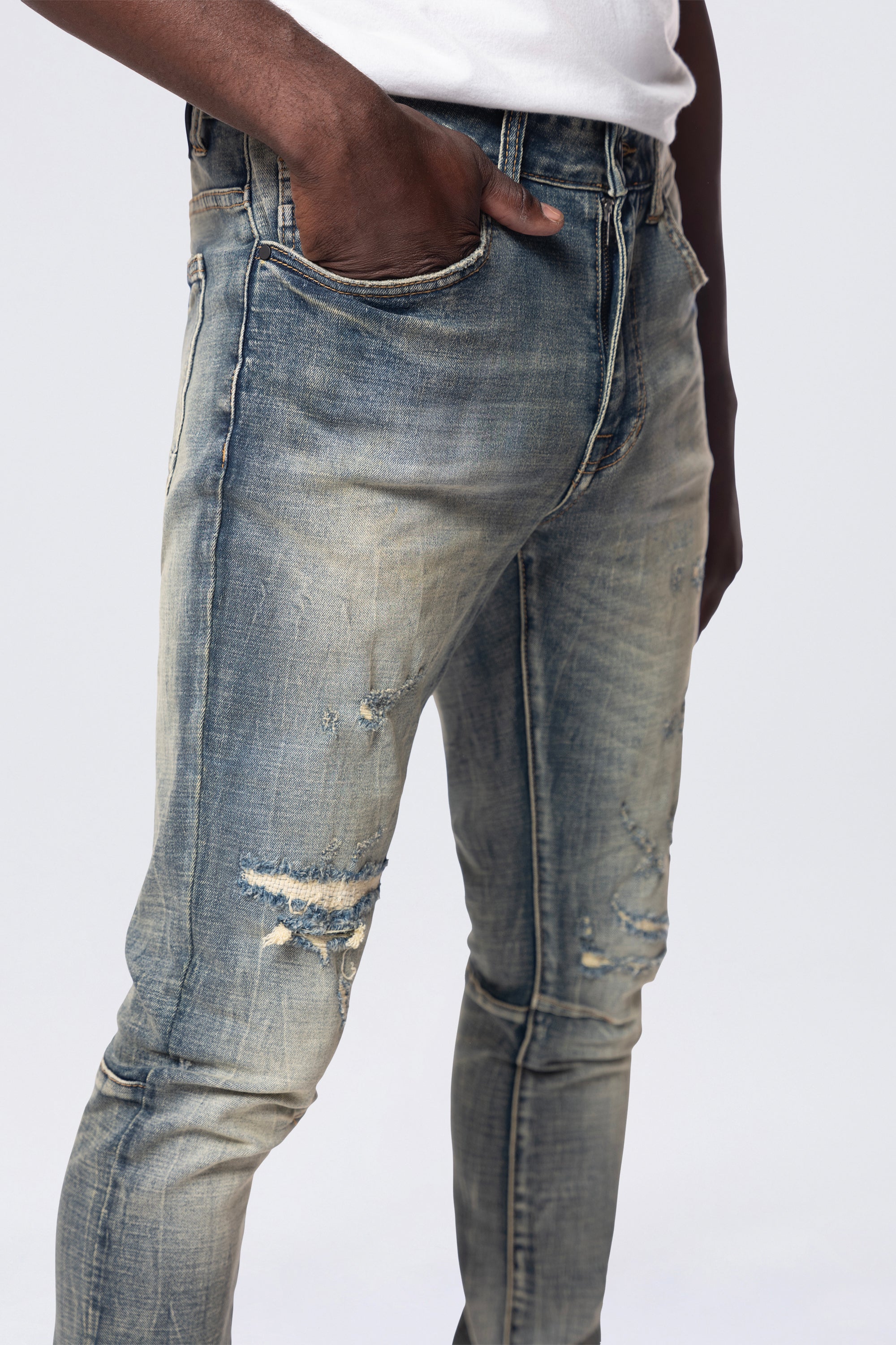 Slim Tapered Vintage Washed Jeans - Faro Blue