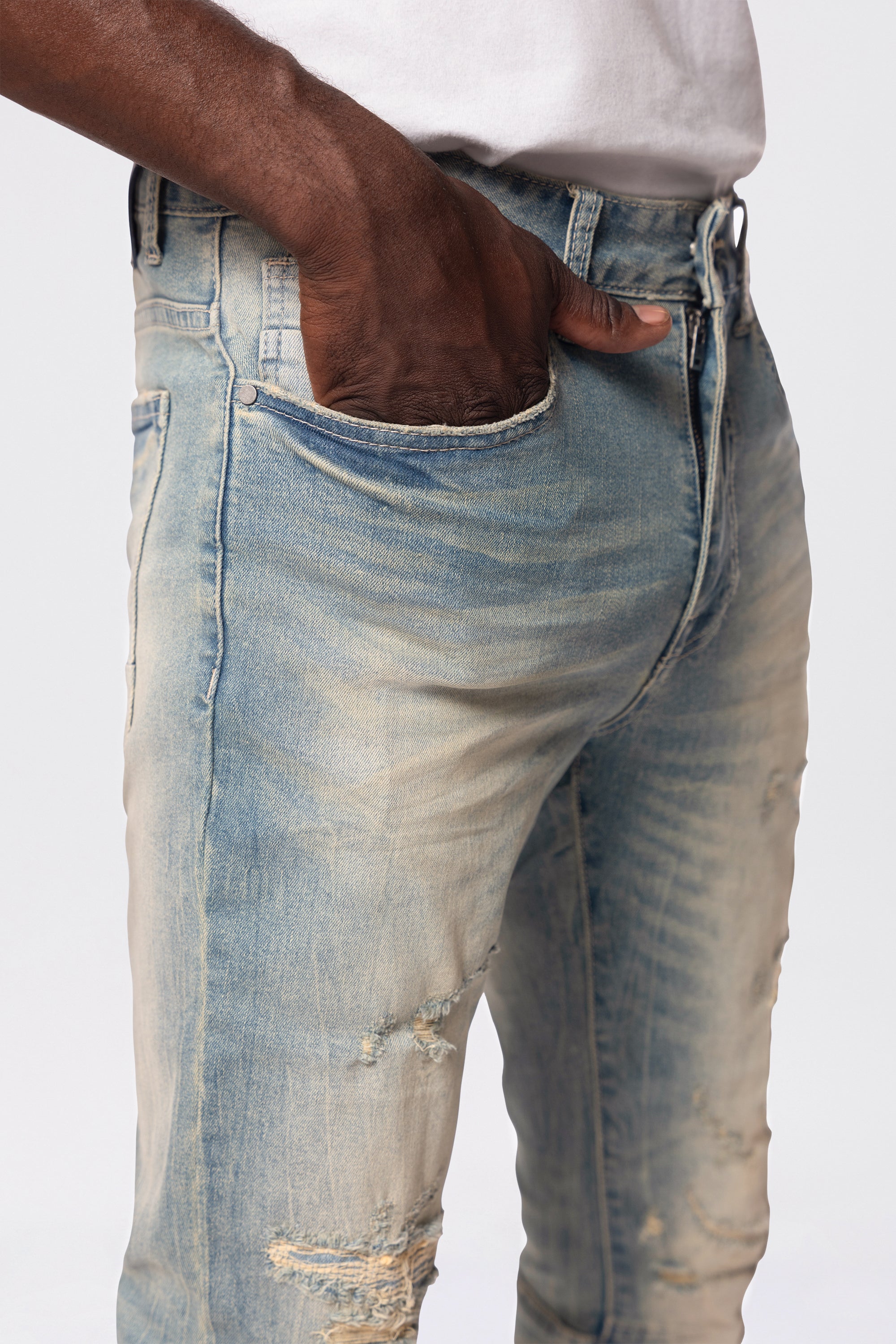 Slim Tapered Vintage Washed Jeans - Munich Blue