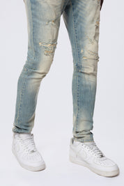 Slim Tapered Vintage Washed Jeans - Munich Blue