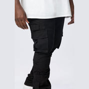 Smoke Rise Big and Tall Big and Tall - Stacked Flared Cargo Strap Canvas Pants - Black